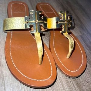 Like New Tory Burch gold sandals